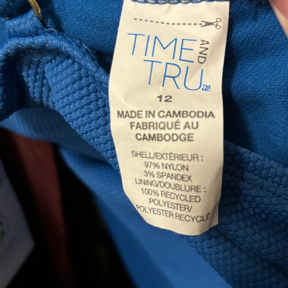Time and Tru Women's V-Neckline 1-Piece Swimsuit - Size 12 - Picture 7 of 11